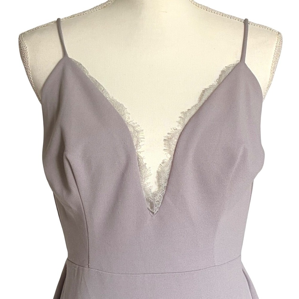 Katie May Saylor Gray Lace Trim Maxi Gown Slit Formal Wedding Dress Size 12 - Picture 3 of 7